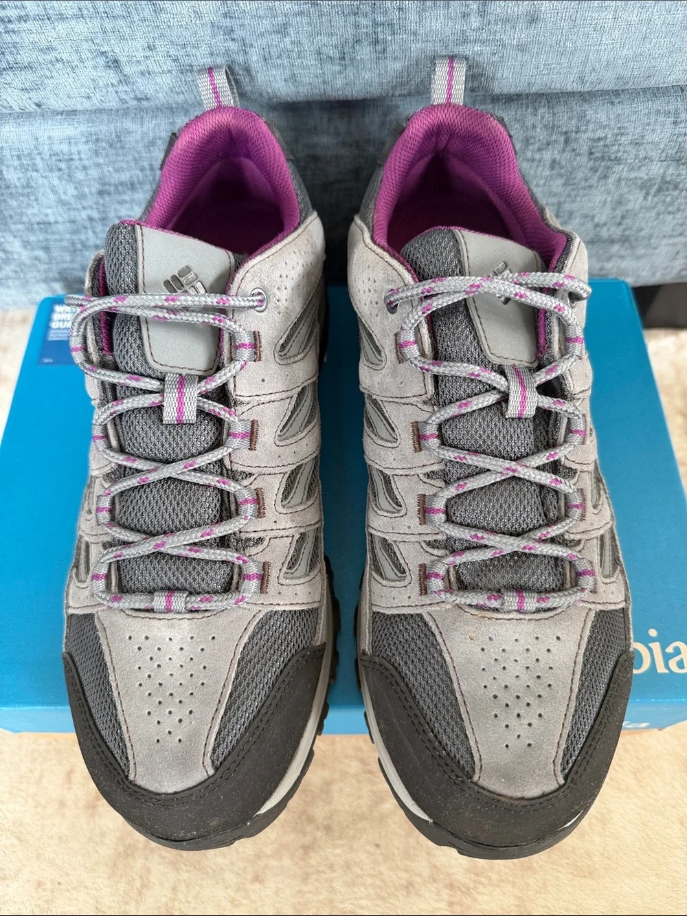 Columbia Creatwood Waterproof Gray and Purple Women's Trail Sneakers
